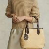 Genți tote medii Bellport cu paie, cu finisaje din piele Ralph Lauren, natural pentru femei