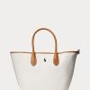 Genți tote medii Bellport din pânză reversibile Ralph Lauren, natural/marine