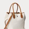 Genți tote medii Bellport din pânză reversibile Ralph Lauren, natural/marine