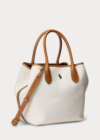 Genți tote medii Bellport din pânză reversibile Ralph Lauren, natural/marine