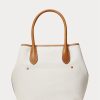 Genți tote medii Bellport din pânză reversibile Ralph Lauren, natural/marine