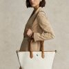Genți tote medii Bellport din pânză reversibile Ralph Lauren, natural/marine