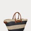 Genți tote medii Daphney din paie cu dungi Ralph Lauren, natural/negru/Lauren Tan
