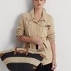 Genți tote medii Daphney din paie cu dungi Ralph Lauren, natural/negru/Lauren Tan