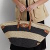 Genți tote medii Daphney din paie cu dungi Ralph Lauren, natural/negru/Lauren Tan