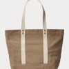 Genți tote medii din pânză Ralph Lauren Madison Tan pentru femei