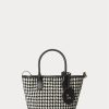 Genți tote mini Bellport Houndstooth Ralph Lauren pentru femei, negre/albe