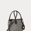 Genți tote mini Bellport Houndstooth Ralph Lauren pentru femei, negre/albe