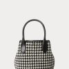 Genți tote mini Bellport Houndstooth Ralph Lauren pentru femei, negre/albe