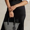 Genți tote mini Bellport Houndstooth Ralph Lauren pentru femei, negre/albe