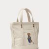 Genți tote pentru femei Ralph Lauren, de pânză, ecru, multicolore, New Orleans Polo Bear