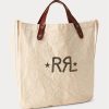 Genți tote pentru piață de pânză cu logo Ralph Lauren Greige pentru femei