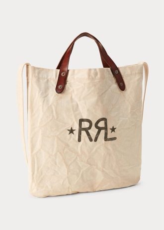 Genți tote pentru piață de pânză cu logo Ralph Lauren Greige pentru femei