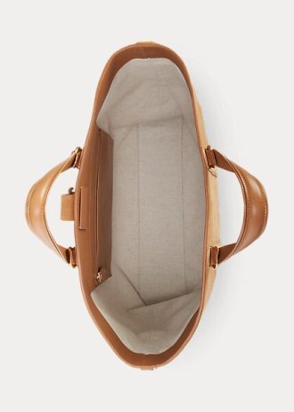 Genți tote Ralph Lauren Welington din piele de căprioară din vițel kaki pentru bărbați