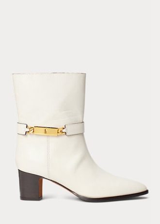 Ghete crem Ralph Lauren Polo ID din piele de vițel ceară Ghete crem Ralph Lauren Polo ID din piele de vițel ceară