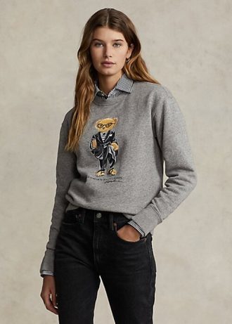 Gri închis pentru femei Ralph Lauren Polo Bear Fleece Crewneck Hanorac