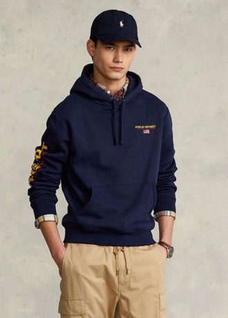 Hanocă cu capotă pentru bărbați Ralph Lauren Polo Sport Fleece bleumarin