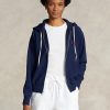 Hanocă cu capota cu fermoar complet din lână Ralph Lauren bleumarin pentru femei Hanocă cu capota cu fermoar complet din lână Ralph Lauren bleumarin pentru femei