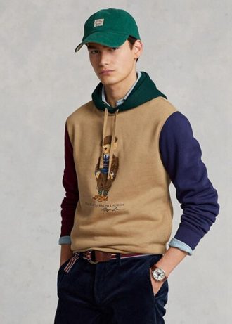Hanocă cu glugă din lână color-blocate Ralph Lauren Polo Bear pentru bărbați