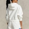 Hanorac alb pentru femei Ralph Lauren Fleece, cu fermoar complet, cu mâneci Dolman Hanorac alb pentru femei Ralph Lauren Fleece, cu fermoar complet, cu mâneci Dolman