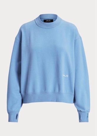 Hanorac albastru pentru femei Ralph Lauren Fleece Crewneck