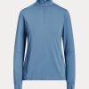 Hanorac albastru pentru femei Ralph Lauren stretch din jerseu cu fermoar sfert Hanorac albastru pentru femei Ralph Lauren stretch din jerseu cu fermoar sfert