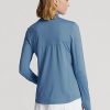 Hanorac albastru pentru femei Ralph Lauren stretch din jerseu cu fermoar sfert Hanorac albastru pentru femei Ralph Lauren stretch din jerseu cu fermoar sfert