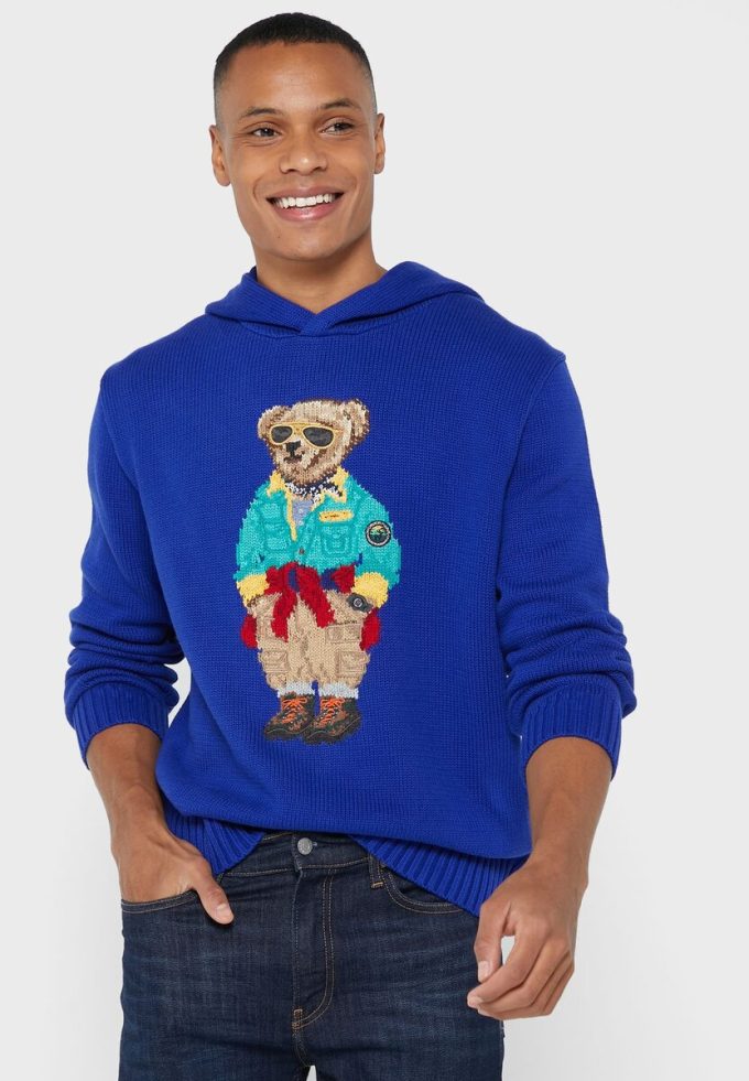 Hanorac cu capota cu grafic Ralph Lauren albastru pentru bărbați Hanorac cu capota cu grafic Ralph Lauren albastru pentru bărbați