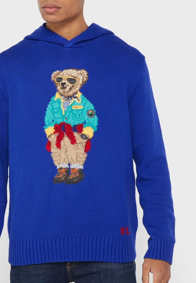 Hanorac cu capota cu grafic Ralph Lauren albastru pentru bărbați Hanorac cu capota cu grafic Ralph Lauren albastru pentru bărbați