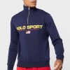 Hanorac cu jumătate de fermoar cu logo Ralph Lauren pentru bărbați Hanorac cu jumătate de fermoar cu logo Ralph Lauren pentru bărbați