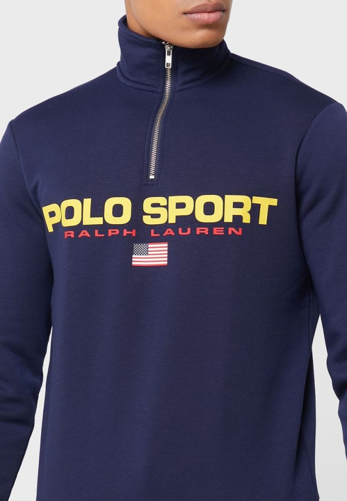 Hanorac cu jumătate de fermoar cu logo Ralph Lauren pentru bărbați Hanorac cu jumătate de fermoar cu logo Ralph Lauren pentru bărbați