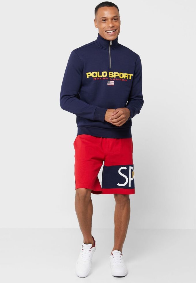 Hanorac cu jumătate de fermoar cu logo Ralph Lauren pentru bărbați Hanorac cu jumătate de fermoar cu logo Ralph Lauren pentru bărbați