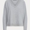Hanorac de damă gri Ralph Lauren din jerseu cu decolteu în V Hanorac de damă gri Ralph Lauren din jerseu cu decolteu în V