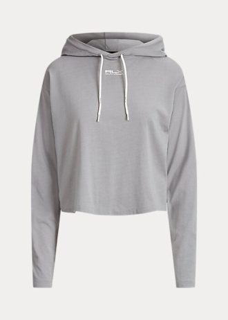 Hanorac din jerseu de bumbac decupat Ralph Lauren de damă gri