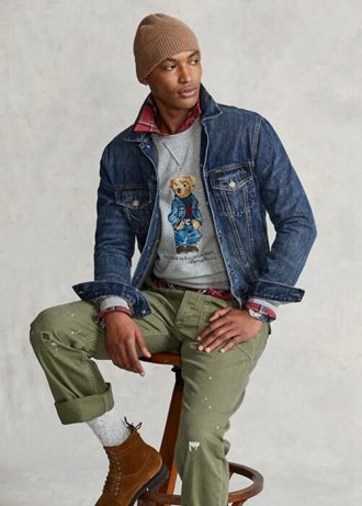 Hanorac gri pentru bărbați Ralph Lauren Polo Bear Fleece