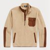 Hanorac maro pentru bărbați Ralph Lauren hibrid cu fermoar sfert Hanorac maro pentru bărbați Ralph Lauren hibrid cu fermoar sfert