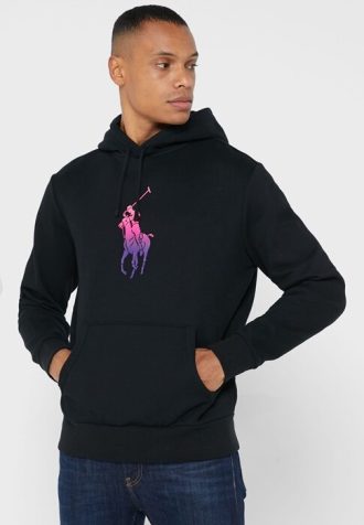 Hanorac negru Ralph Lauren Graphic pentru bărbați