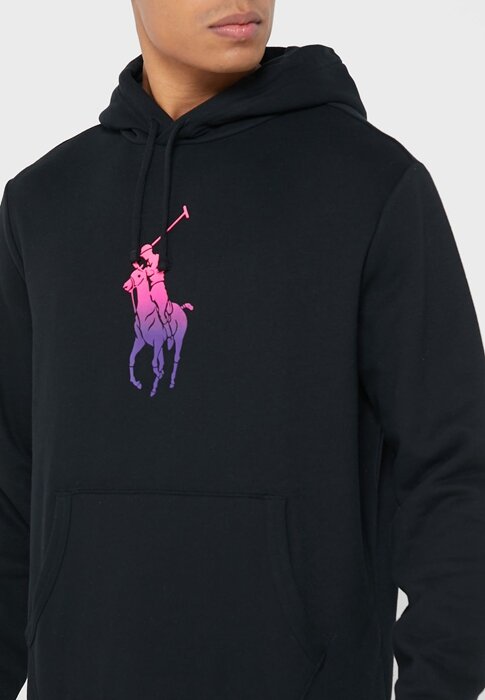 Hanorac negru Ralph Lauren Graphic pentru bărbați Hanorac negru Ralph Lauren Graphic pentru bărbați
