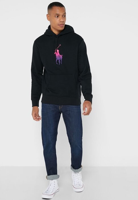 Hanorac negru Ralph Lauren Graphic pentru bărbați Hanorac negru Ralph Lauren Graphic pentru bărbați