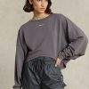 Hanorac oversize din fleece cu amestec stretch Ralph Lauren, gri închis, pentru femei