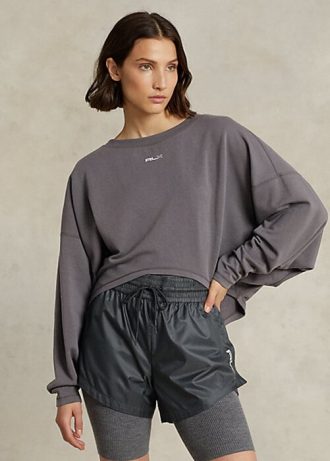 Hanorac oversize din fleece cu amestec stretch Ralph Lauren, gri închis, pentru femei