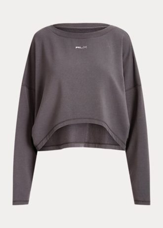 Hanorac oversize din fleece cu amestec stretch Ralph Lauren, gri închis, pentru femei