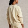 Hanorac pentru damă, galben deschis, din bumbac organic Ralph Lauren, cu gât crew Hanorac pentru damă, galben deschis, din bumbac organic Ralph Lauren, cu gât crew