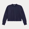 Hanorac pentru femei Ralph Lauren, cu plasture din piele intoarsa, de culoare bleumarin Hanorac pentru femei Ralph Lauren, cu plasture din piele intoarsa, de culoare bleumarin