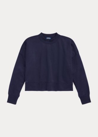 Hanorac pentru femei Ralph Lauren, cu plasture din piele intoarsa, de culoare bleumarin