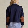 Hanorac pentru femei Ralph Lauren, cu plasture din piele intoarsa, de culoare bleumarin Hanorac pentru femei Ralph Lauren, cu plasture din piele intoarsa, de culoare bleumarin