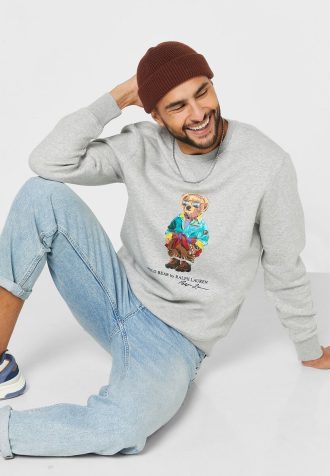 Hanorac Polo Bear cu imprimeu Ralph Lauren pentru bărbați gri Hanorac Polo Bear cu imprimeu Ralph Lauren pentru bărbați gri