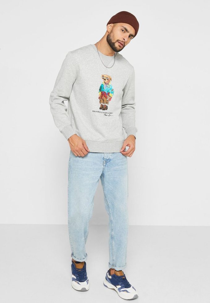Hanorac Polo Bear cu imprimeu Ralph Lauren pentru bărbați gri