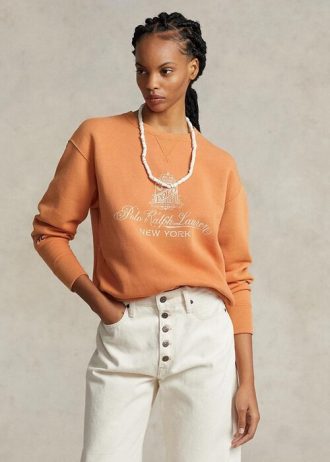 Hanorac portocaliu pentru femei Ralph Lauren Logo Graphic Fleece