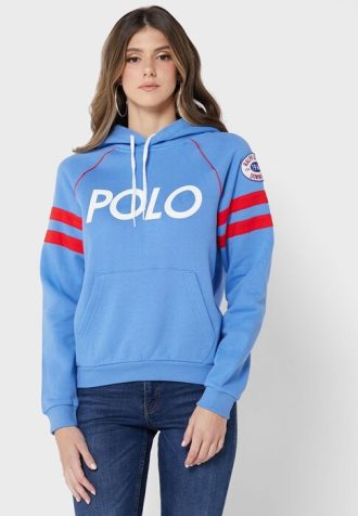 Hanorac tricotat cu grafic Ralph Lauren de damă albastru Hanorac tricotat cu grafic Ralph Lauren de damă albastru